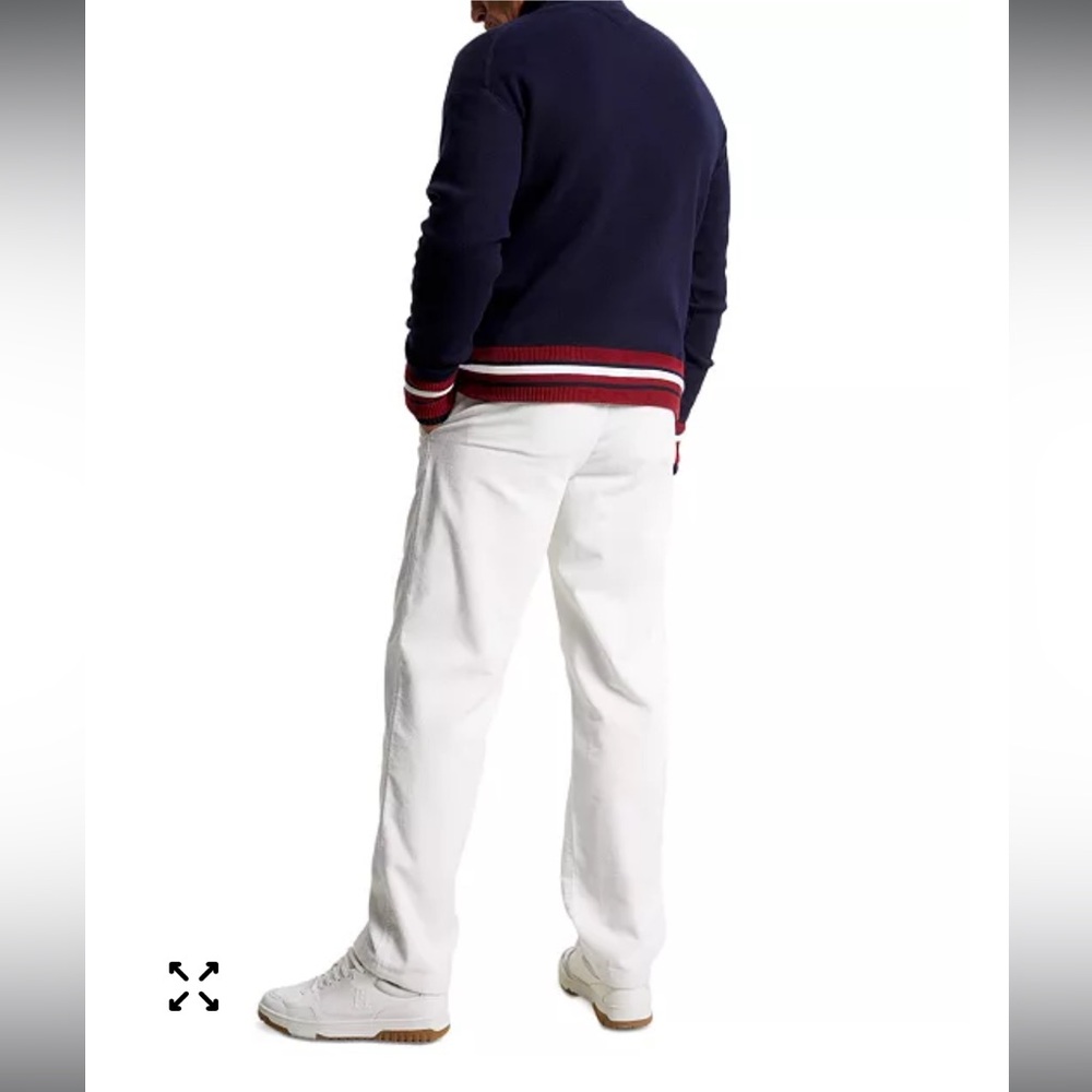 Tommy Hilfiger Men's Monogram Logo Appliqué Knit Navy Blue Varsity Bomber. - Picture 2 of 14